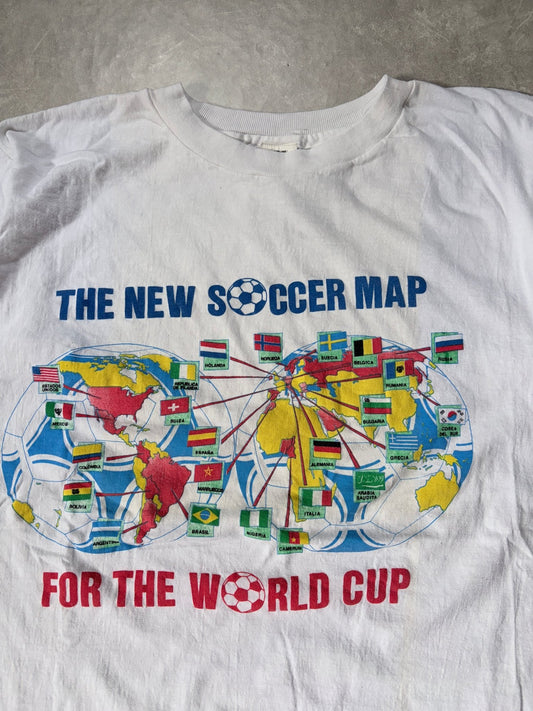 90s Vintage FIFA World Cup Map White T Shirt -L - L | Martin City Vintage