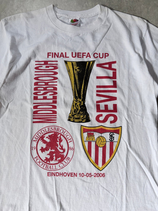2006 Vintage Middlesbrough FC UEFA Final White T Shirt -M - M | Martin City Vintage