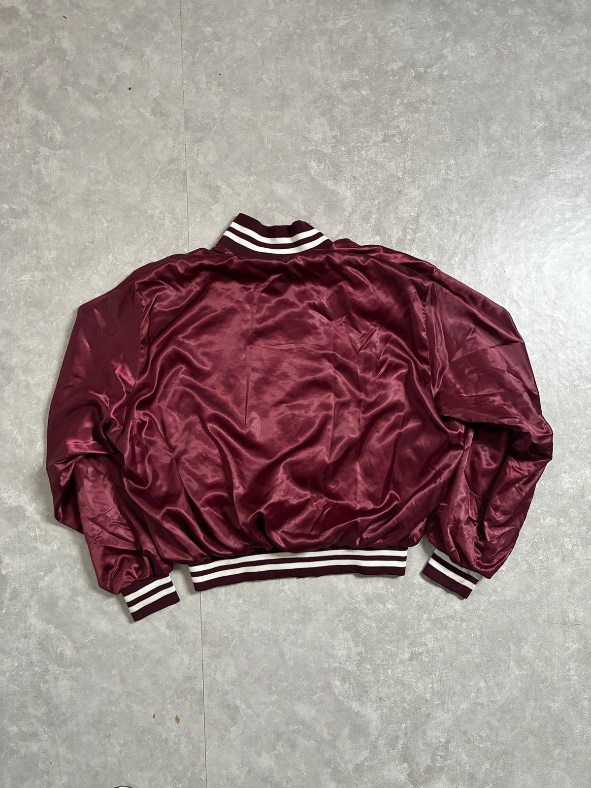 90s Vintage Texas A&M Maroon Red Satin Jacket -L - L | Martin City Vintage