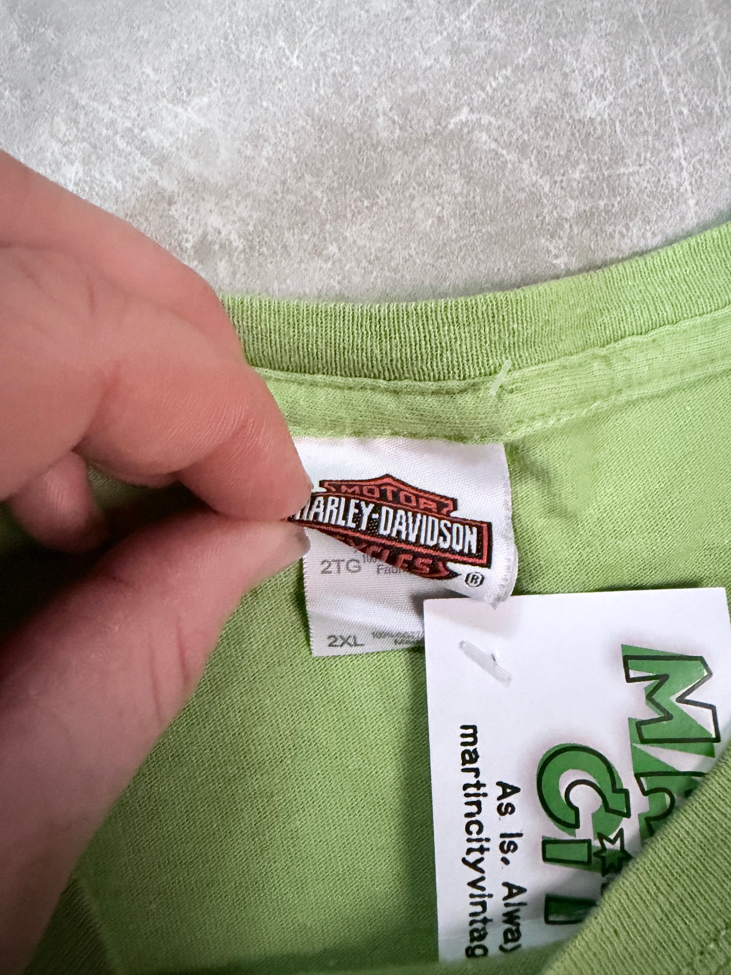 2000s Vintage Harley Davidson Lime Green T-Shirt -XXL