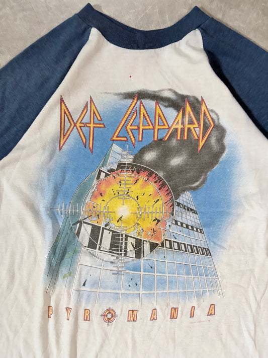 1983 Vintage Def Leppard Pyromania 3/4 Sleeve White Band Shirt -M - M | Martin City Vintage