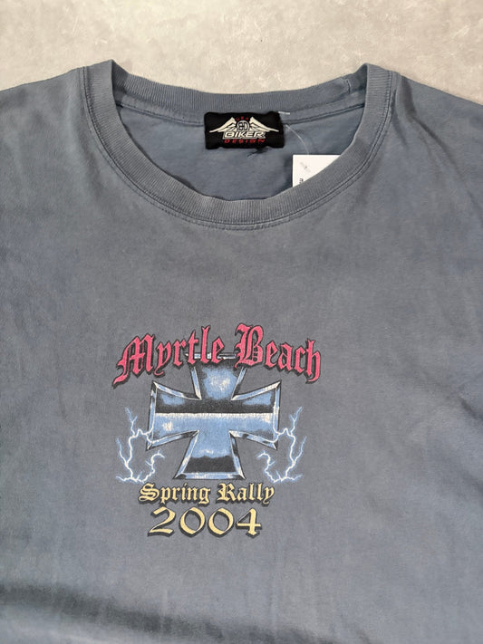 2004 Vintage Lightning Sleeve Biker Navy Long Sleeve Shirt -XXL - XXL | Martin City Vintage