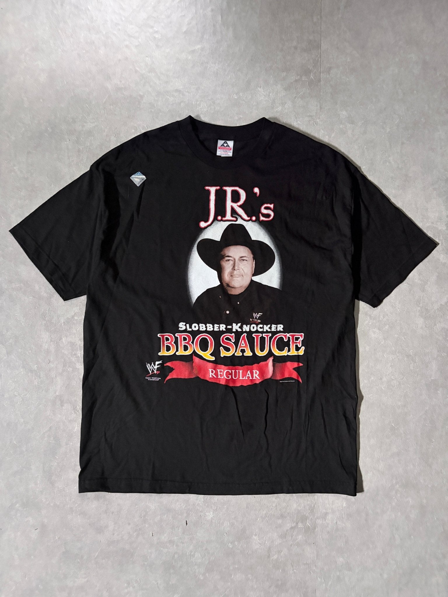 スペシャル 味アリ 90s ブラックパンサー Tシャツ USA製 XXL 90s Vintage WWF Jr's BBQ Sauce Deadstock Black T-Shirt -XL