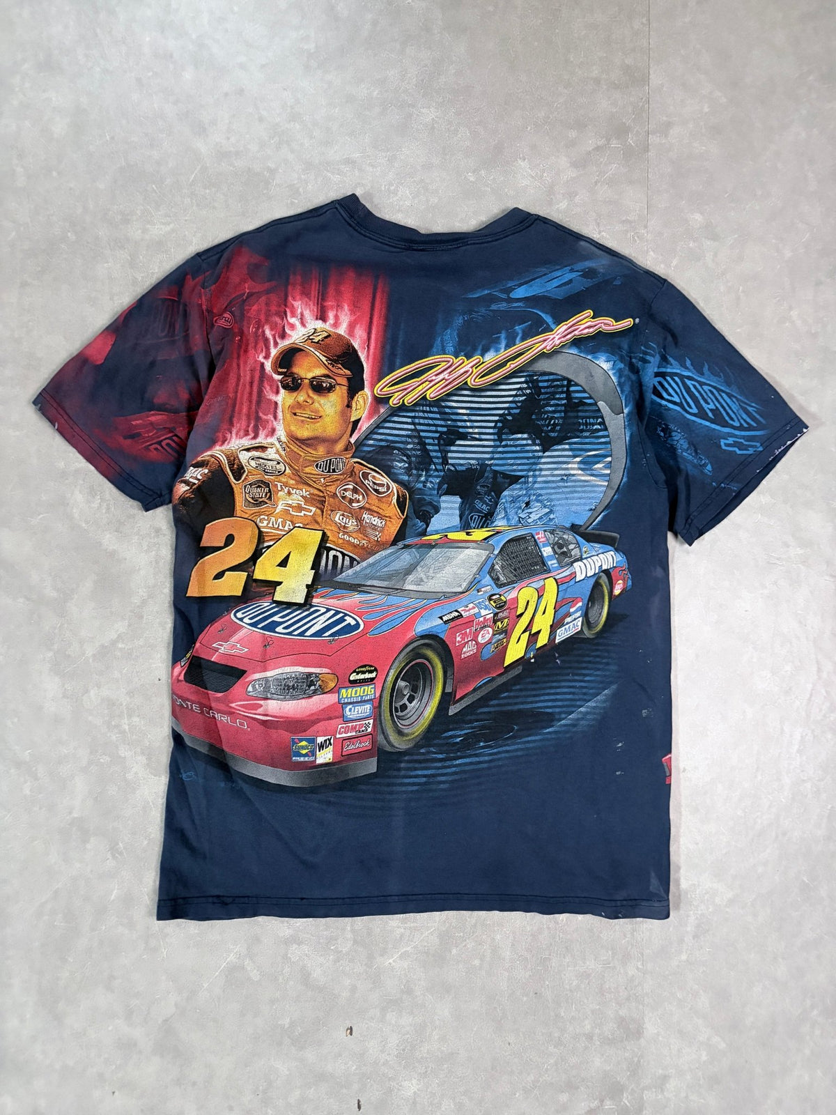 2000s Vintage NASCAR Jeff Gordon Faded Navy AOP T-Shirt -M - M | Martin City Vintage
