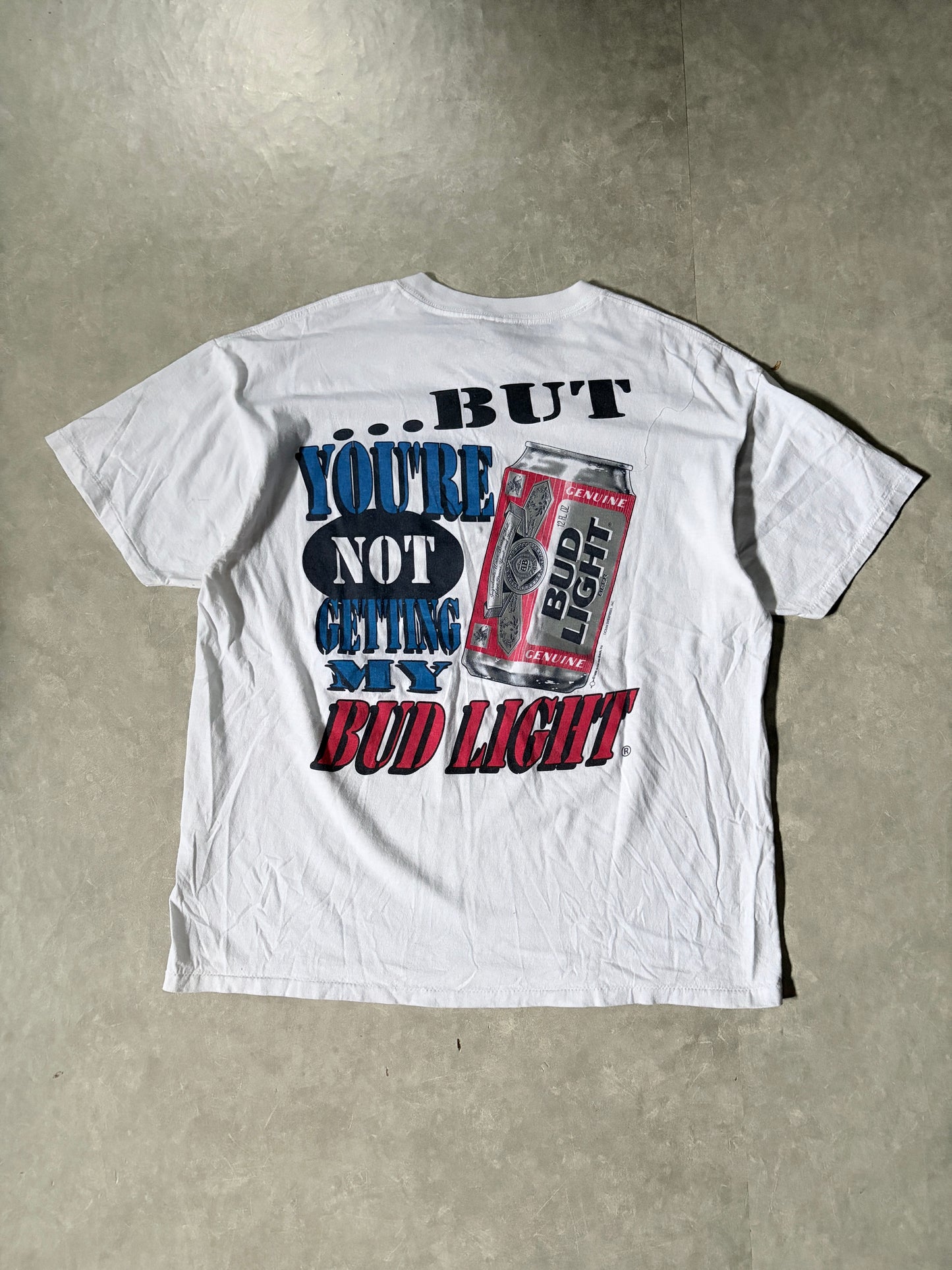 90s Vintage Bud Light I Love You Man White T-Shirt -XL