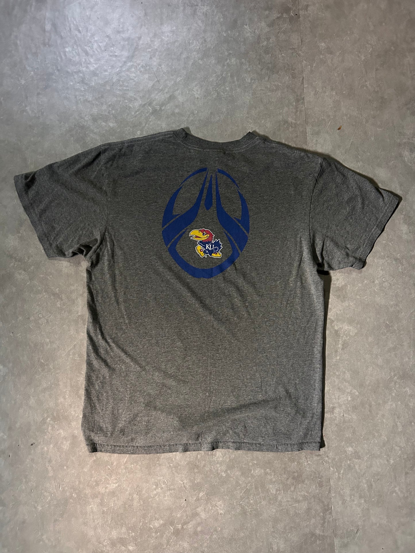2000's Vintage Kansas Jayhawks Nike Grey T-Shirt Full Back View