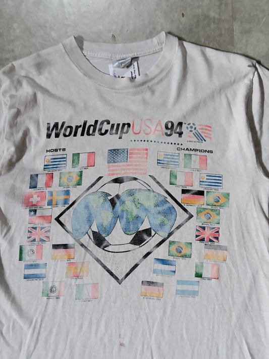 1994 Vintage FIFA World Cup Faded Distressed White T Shirt -L - L | Martin City Vintage