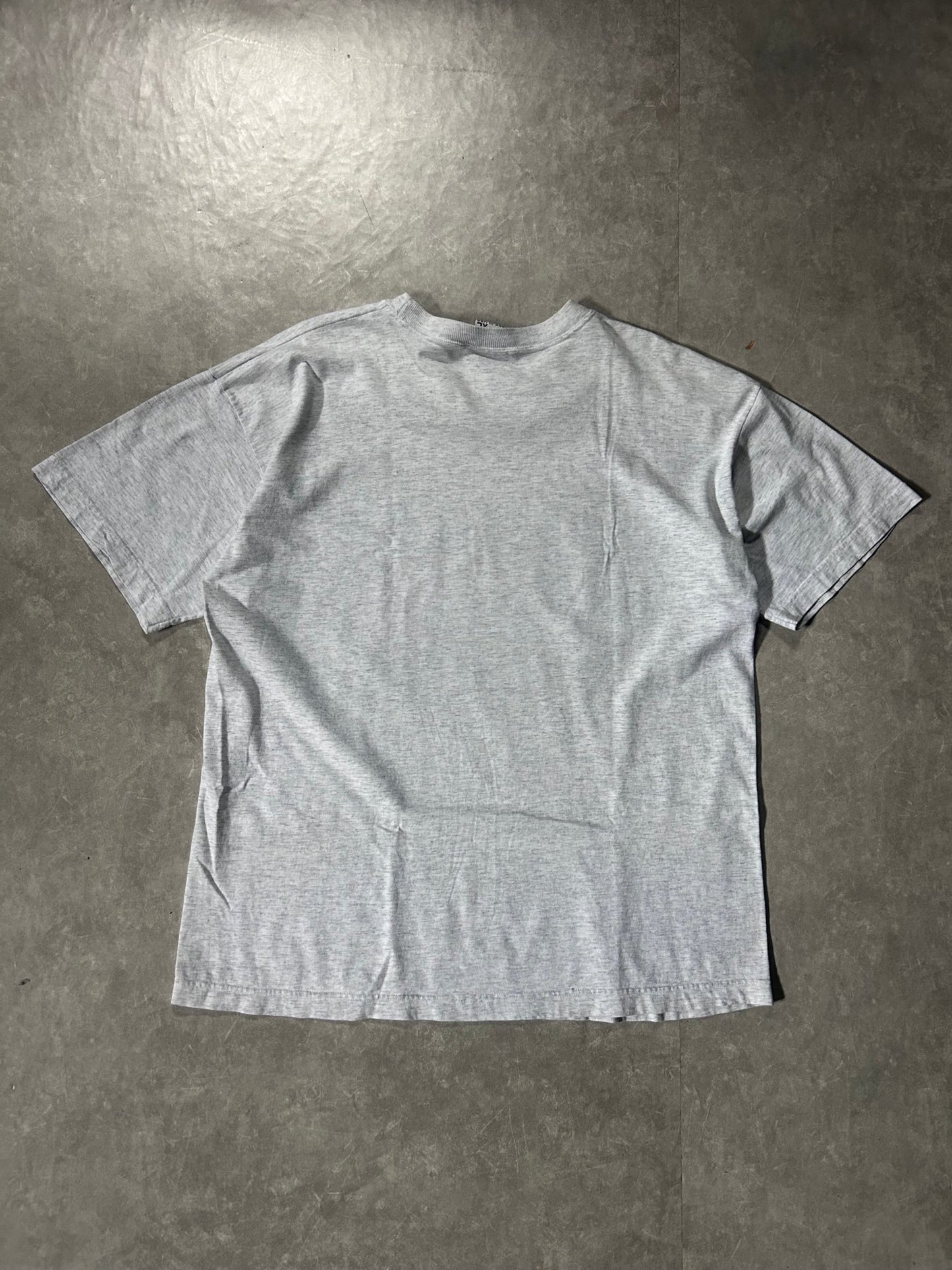 90's Vintage Kansas Jayhawk Basketball Heather Grey T-Shirt - XL - XL | Martin City Vintage