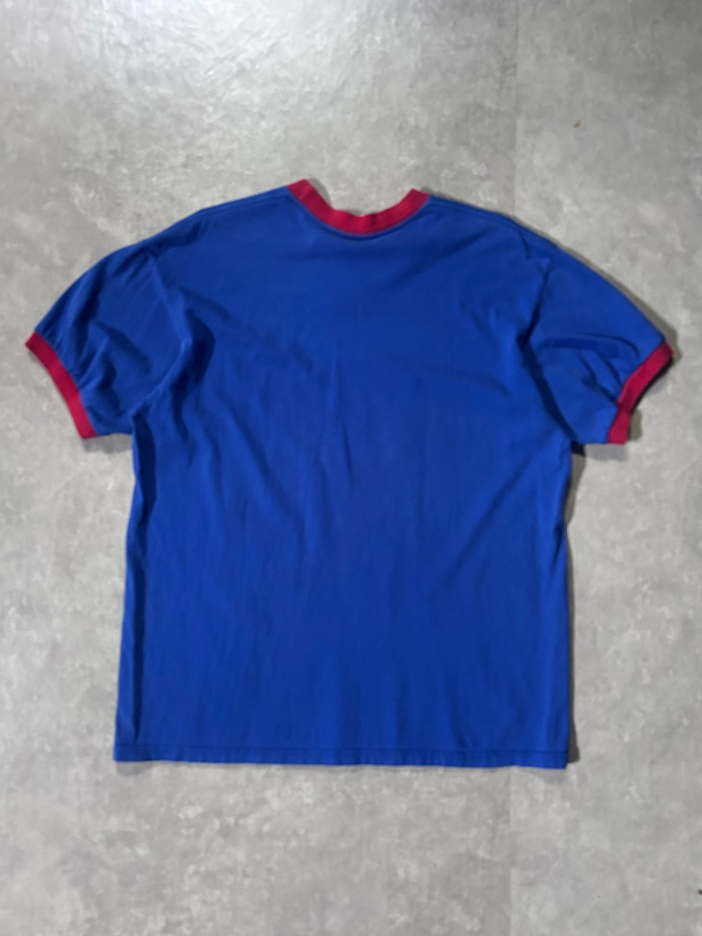 2000's Vintage Kansas Jayhawks Nike Blue Ringer T-Shirt - L - L | Martin City Vintage