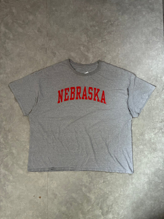 2000s Vintage Nebraska Cornhuskers Block Letters Grey T-Shirt -XXL