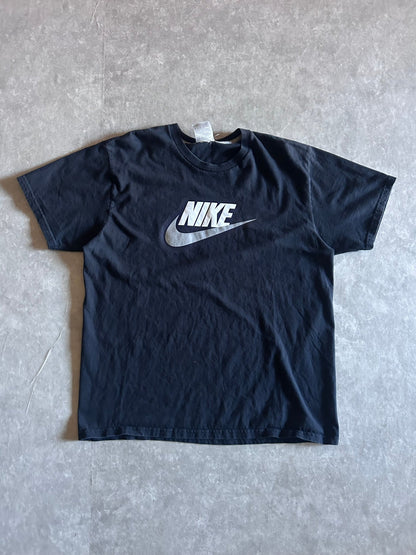 2000s Vintage Nike Grey Swoosh Black T Shirt Size L - | Martin City Vintage