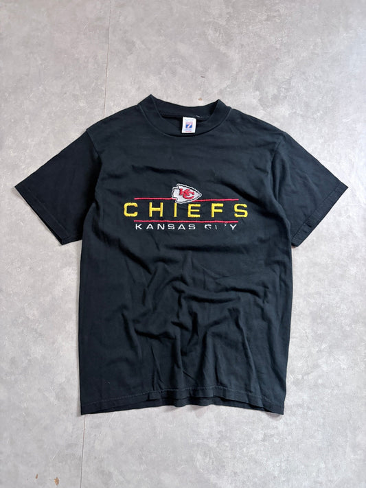 90s Vintage Kansas City Chiefs Embroidered Black T-Shirt -M - M | Martin City Vintage