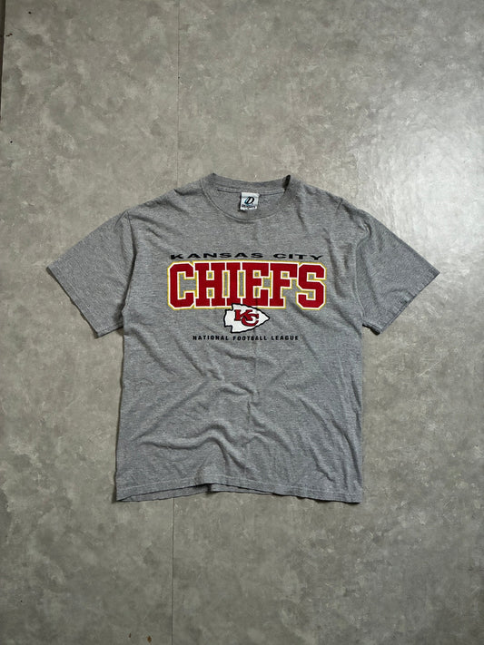 90s Vintage Kansas City Chiefs Block Letters Grey T-Shirt -XL - XL | Martin City Vintage