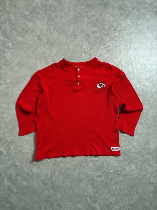 90s Vintage Kansas City Chiefs Minimal Long Sleeve Shirt -XL - XL | Martin City Vintage