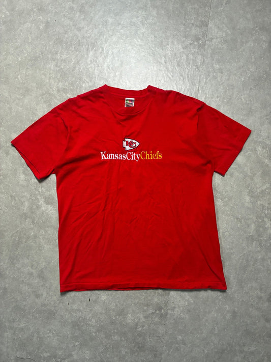 90s Vintage Kansas City Chiefs Embroidered Red T-Shirt -XL - XL | Martin City Vintage