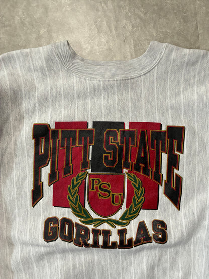 90s Vintage Pittsburgh State Gorillas Pinstripe White Crewneck -XL