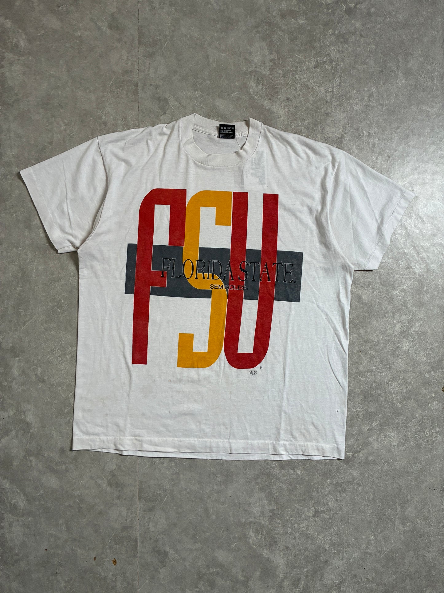 90s Vintage Florida State Seminoles Big Print White T-Shirt -XL