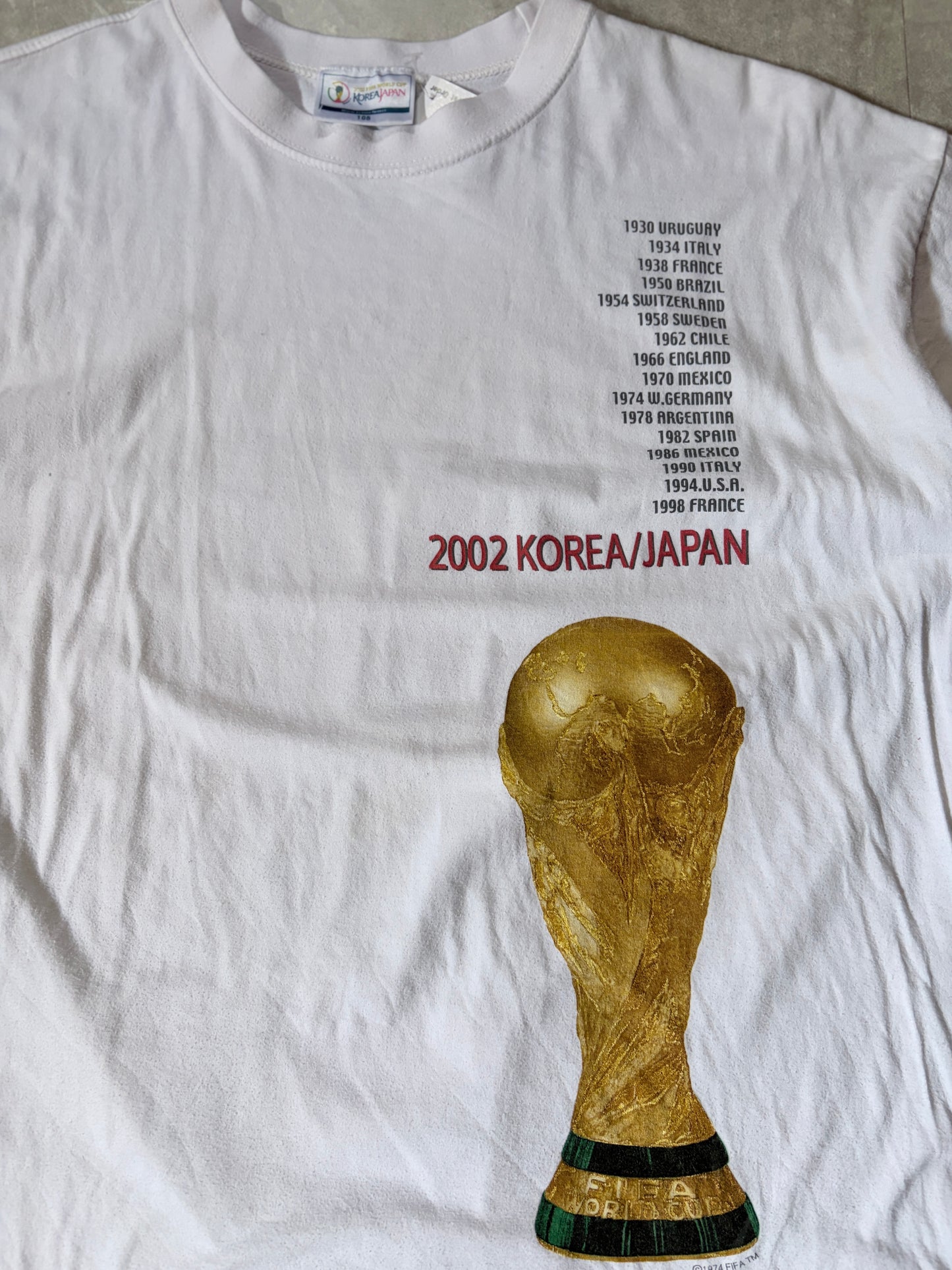 2002 Vintage FIFA World Cup Korea/Japan White T Shirt -L