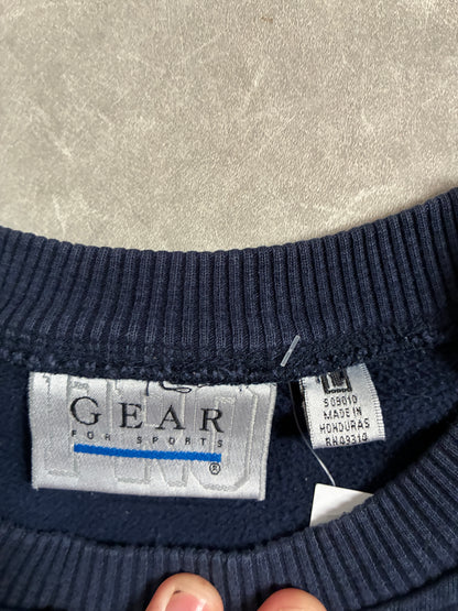 90s Vintage Kansas Jayhawks Distressed Navy Crewneck -L