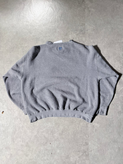 90s Vintage Kansas Jayhawks Logo 7 Embroidered Grey Crewneck -XL