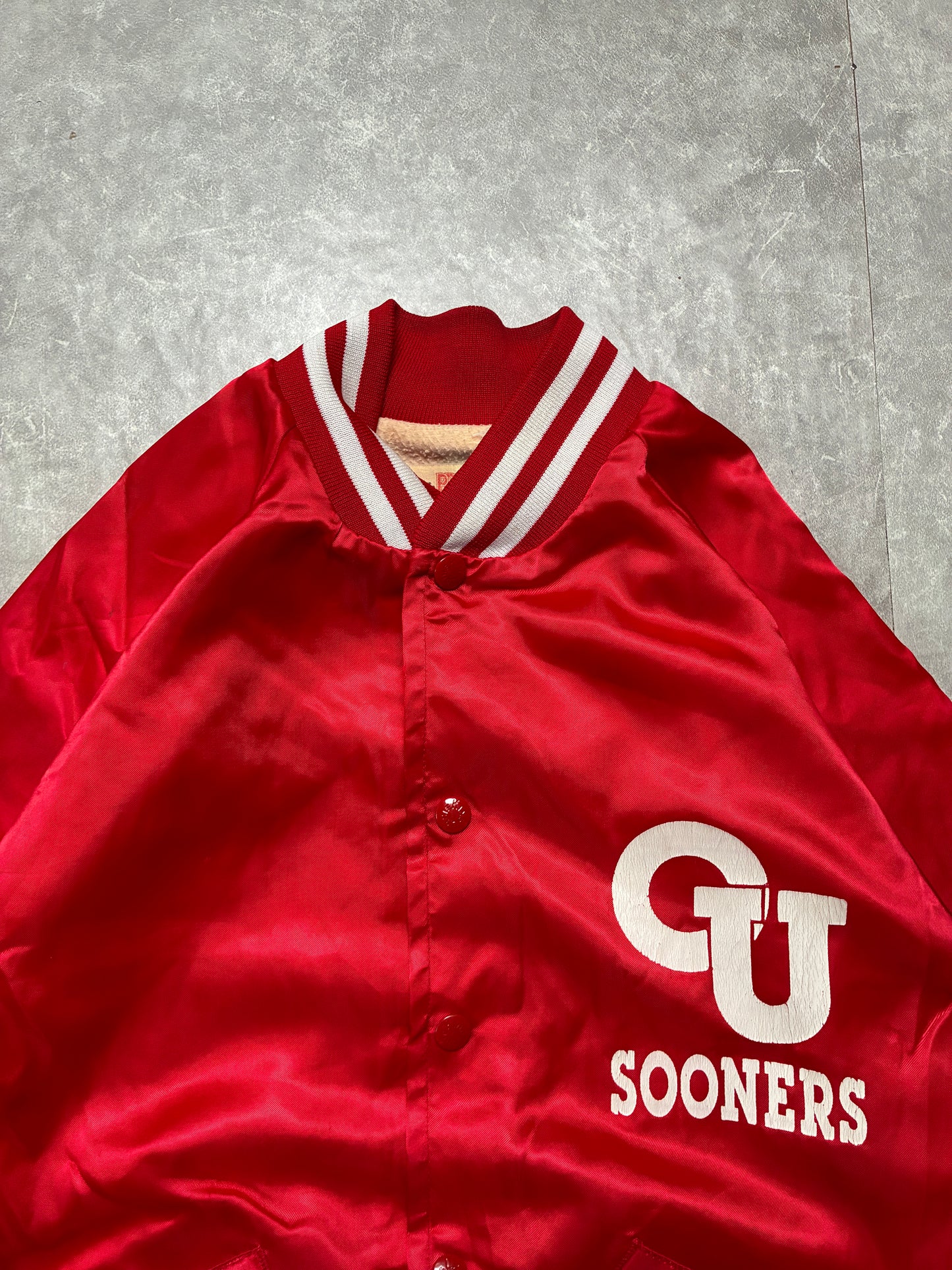 90s Vintage Oklahoma Sooners Red Satin Jacket -M