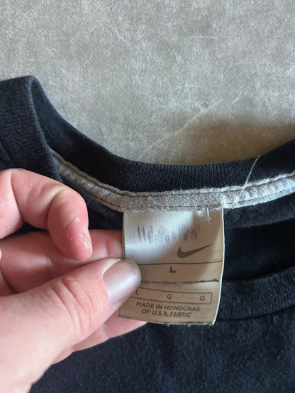 2000s Vintage Nike Grey Swoosh Black T Shirt Size L - | Martin City Vintage
