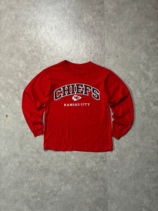 2000s Vintage Kansas City Chiefs Distressed Red Long Sleeve Shirt -M - M | Martin City Vintage