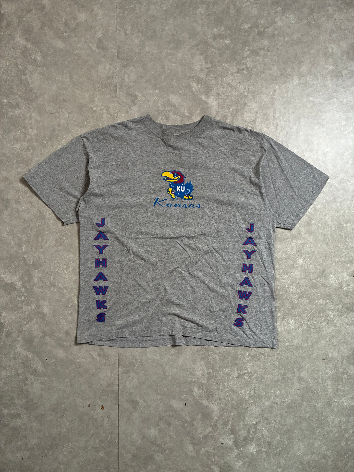 90s Vintage Kansas Jayhawks Grey T-Shirt -XXL