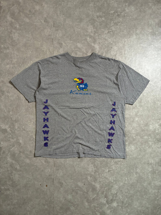 90s Vintage Kansas Jayhawks Grey T-Shirt -XXL - XXL | Martin City Vintage