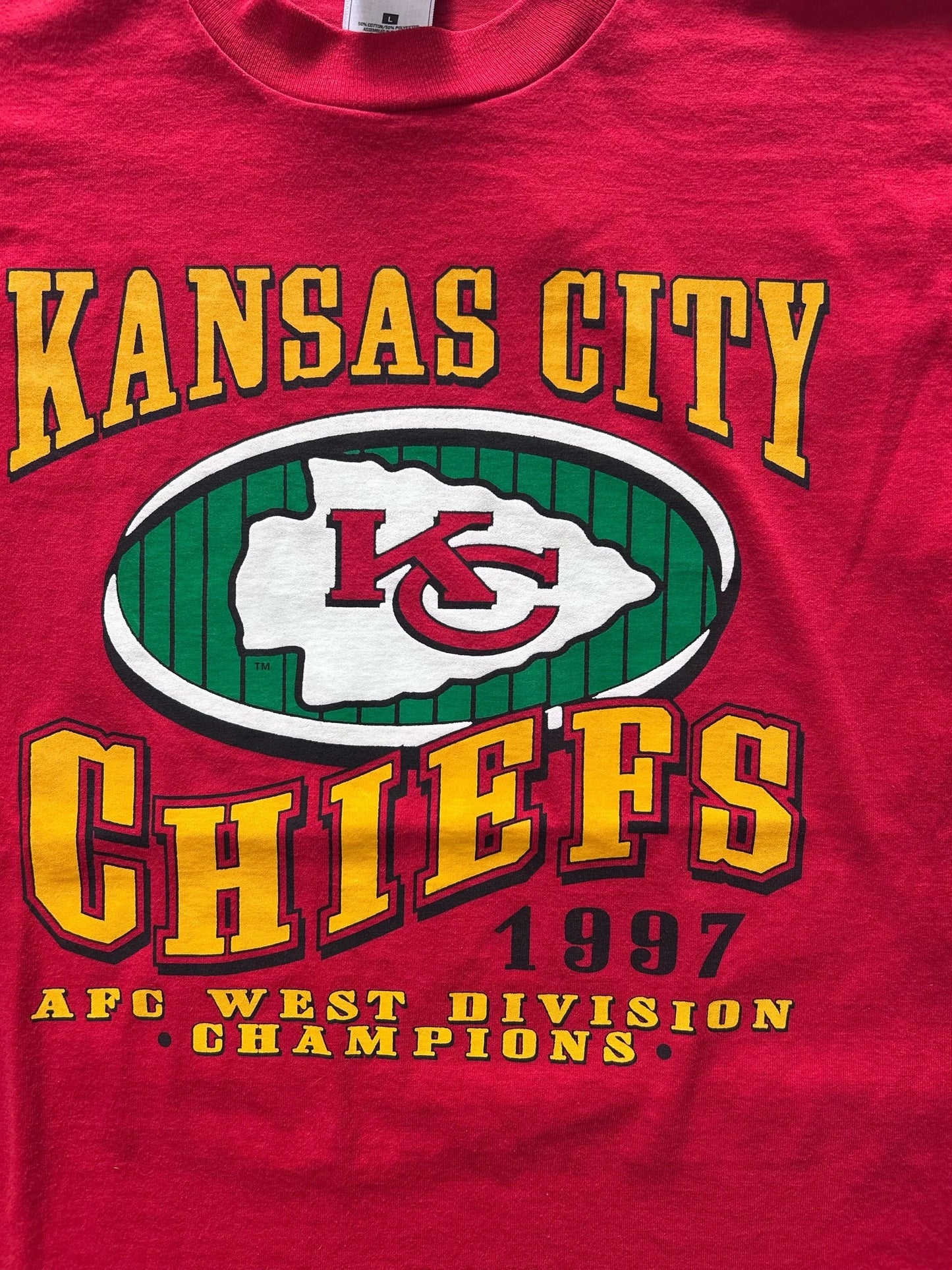 1997 Vintage Kansas City Chiefs AFC West Champs Red T Shirt Size L - | Martin City Vintage