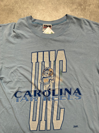 90s Vintage North Carolina Tarheels Distressed Light Blue T-Shirt -XL