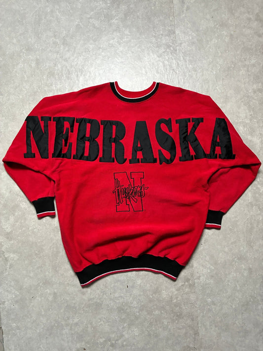 90s Vintage Nebraska Cornhuskers Legends Red Spell Out Crewneck -XXL - XXL | Martin City Vintage