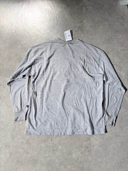 90s Vintage Kansas Jayhawks Embroidered Grey Long Sleeve Shirt -XL