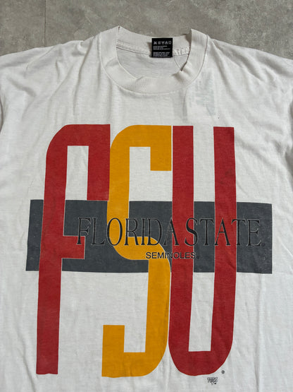 90s Vintage Florida State Seminoles Big Print White T-Shirt -XL