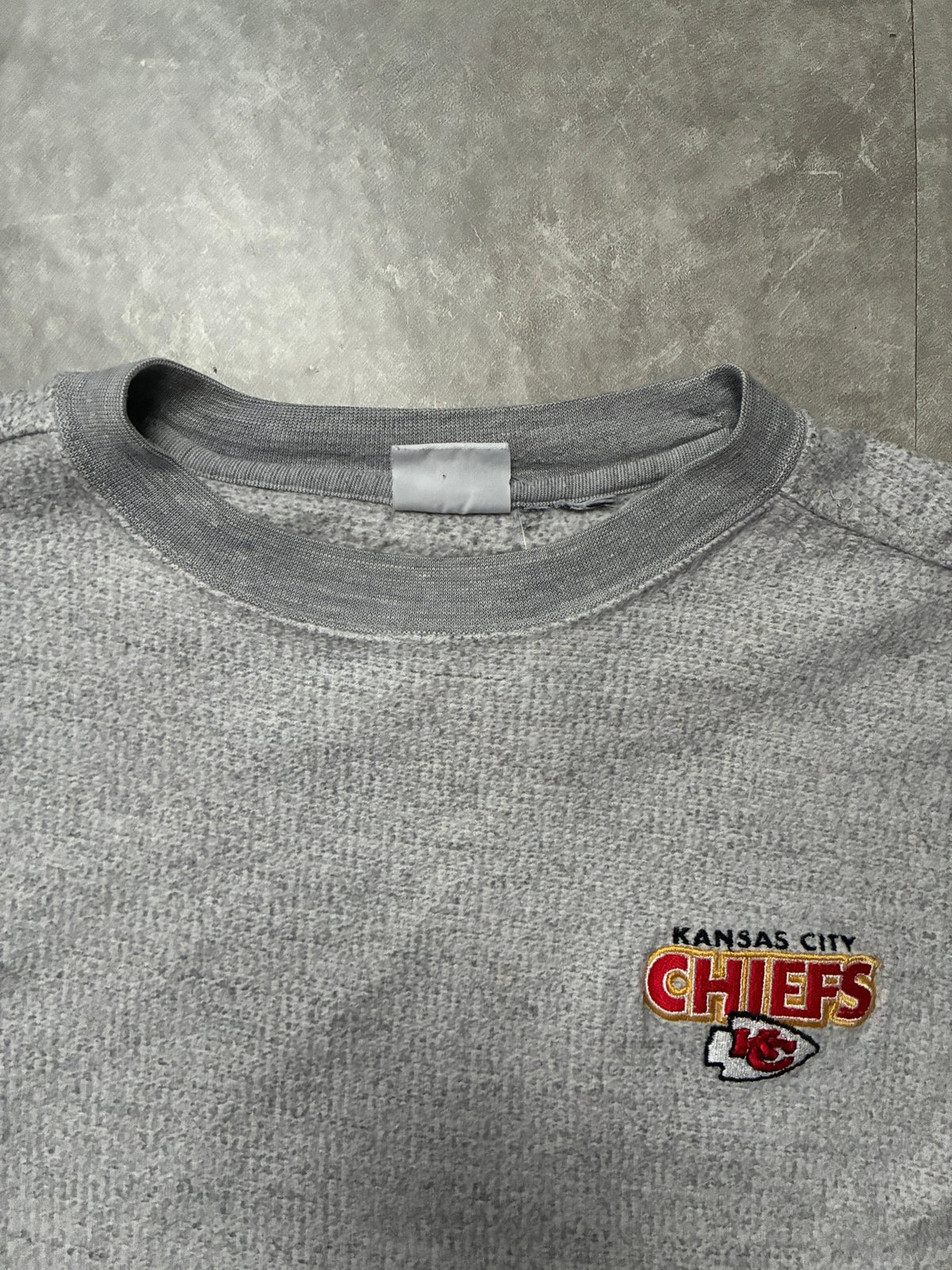 90s Vintage Kansas City Chiefs Minimal Grey Crewneck -XL - XL | Martin City Vintage