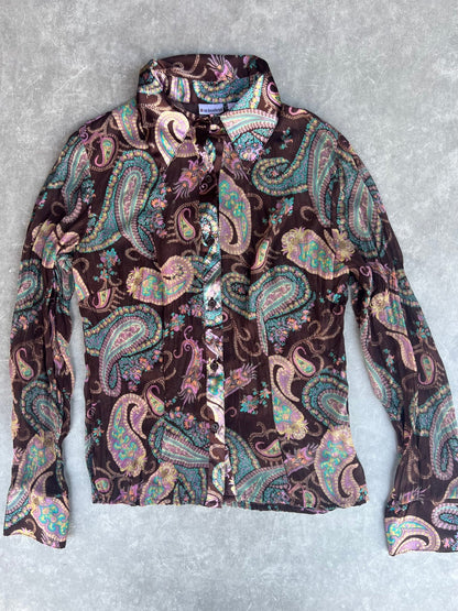 2000s Vintage No Boundaries Paisley Brown Button Up Top - M - S | Martin City Vintage