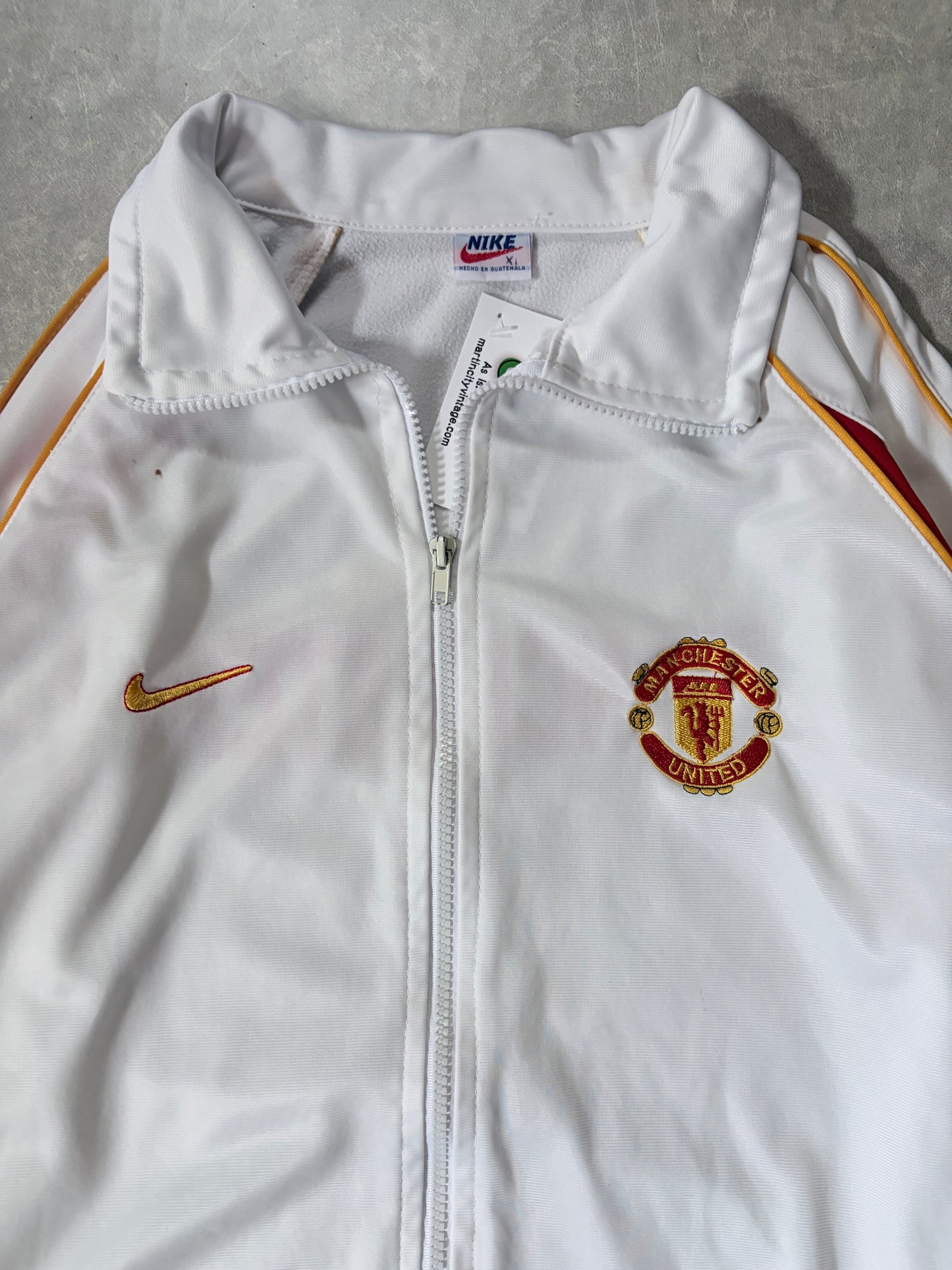 90s Vintage Manchester United Nike Bootleg White Track Jacket -XL
