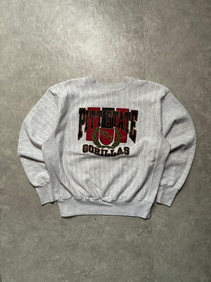 90s Vintage Pittsburgh State Gorillas Pinstripe White Crewneck -XL