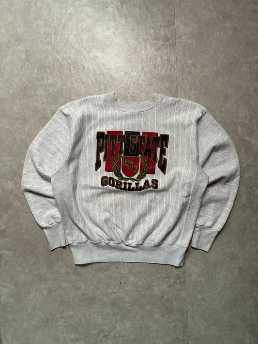 90s Vintage Pittsburgh State Gorillas Pinstripe White Crewneck -XL - XL | Martin City Vintage