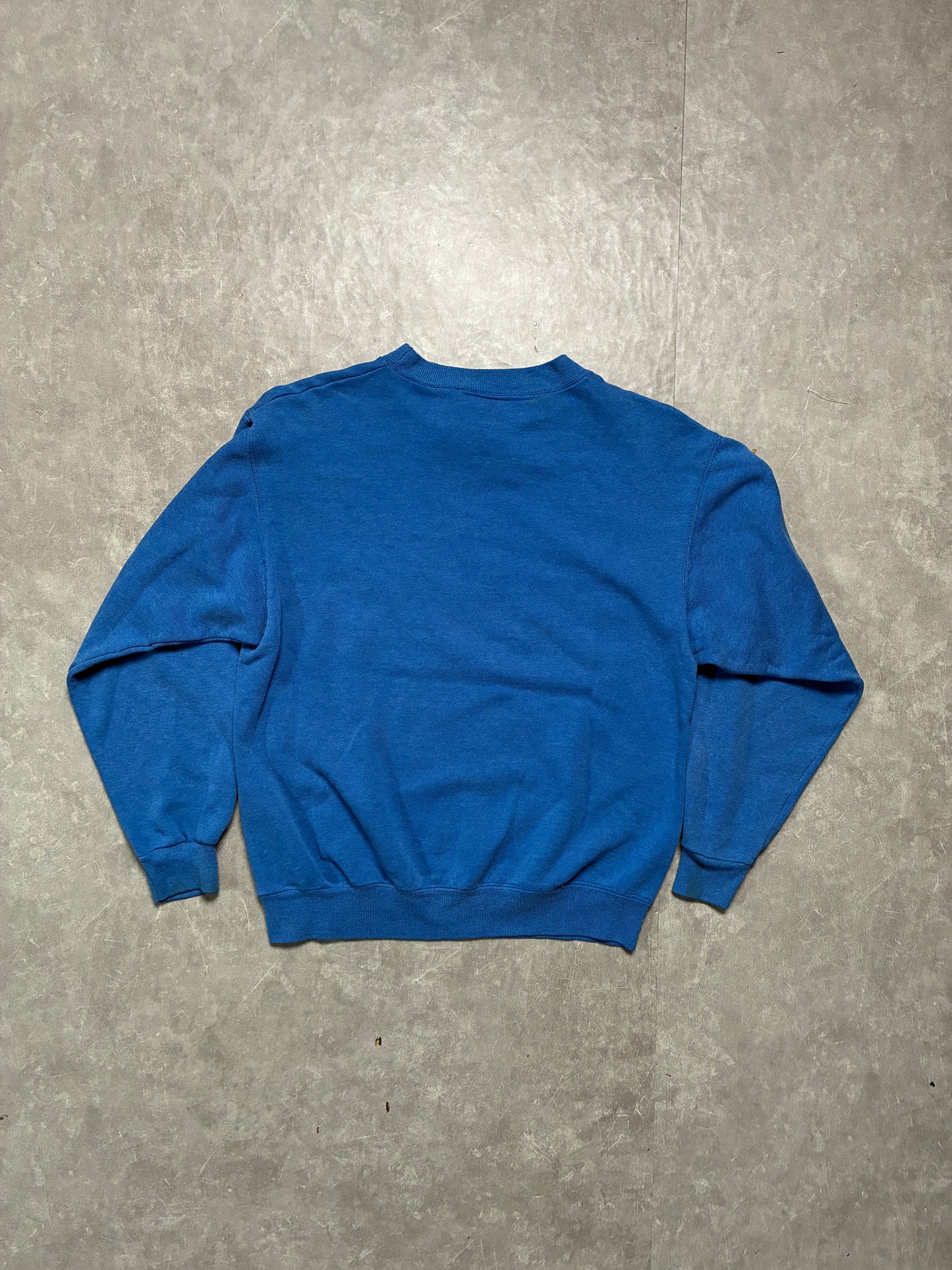 90s Vintage Kansas Jayhawks Crest Blue Crewneck -L