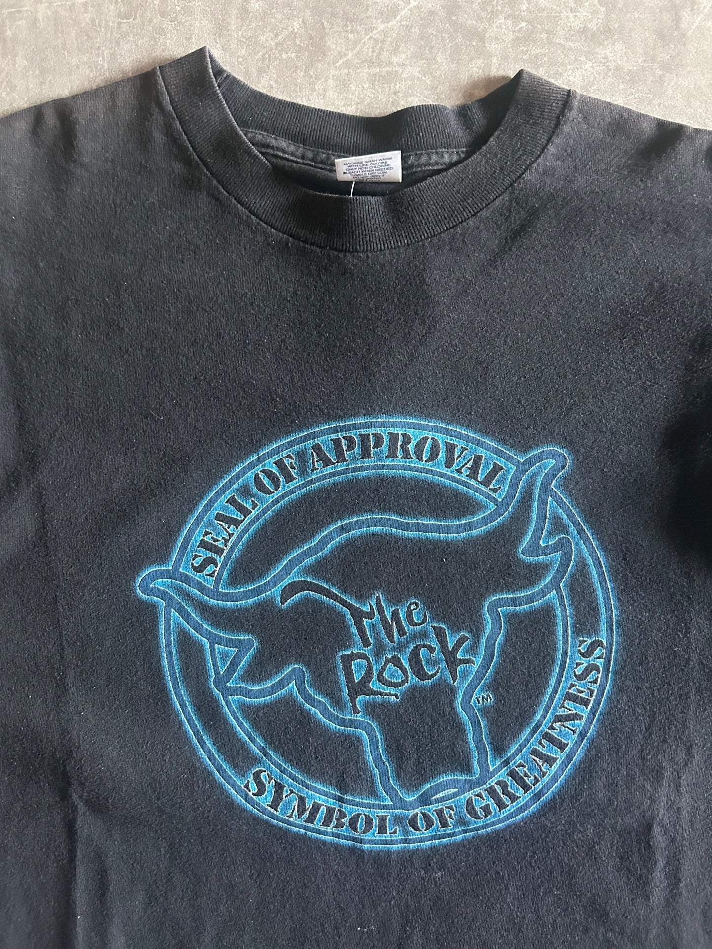 90s Vintage The Rock WWE Wrestling Black T Shirt Size L - L | Martin City Vintage