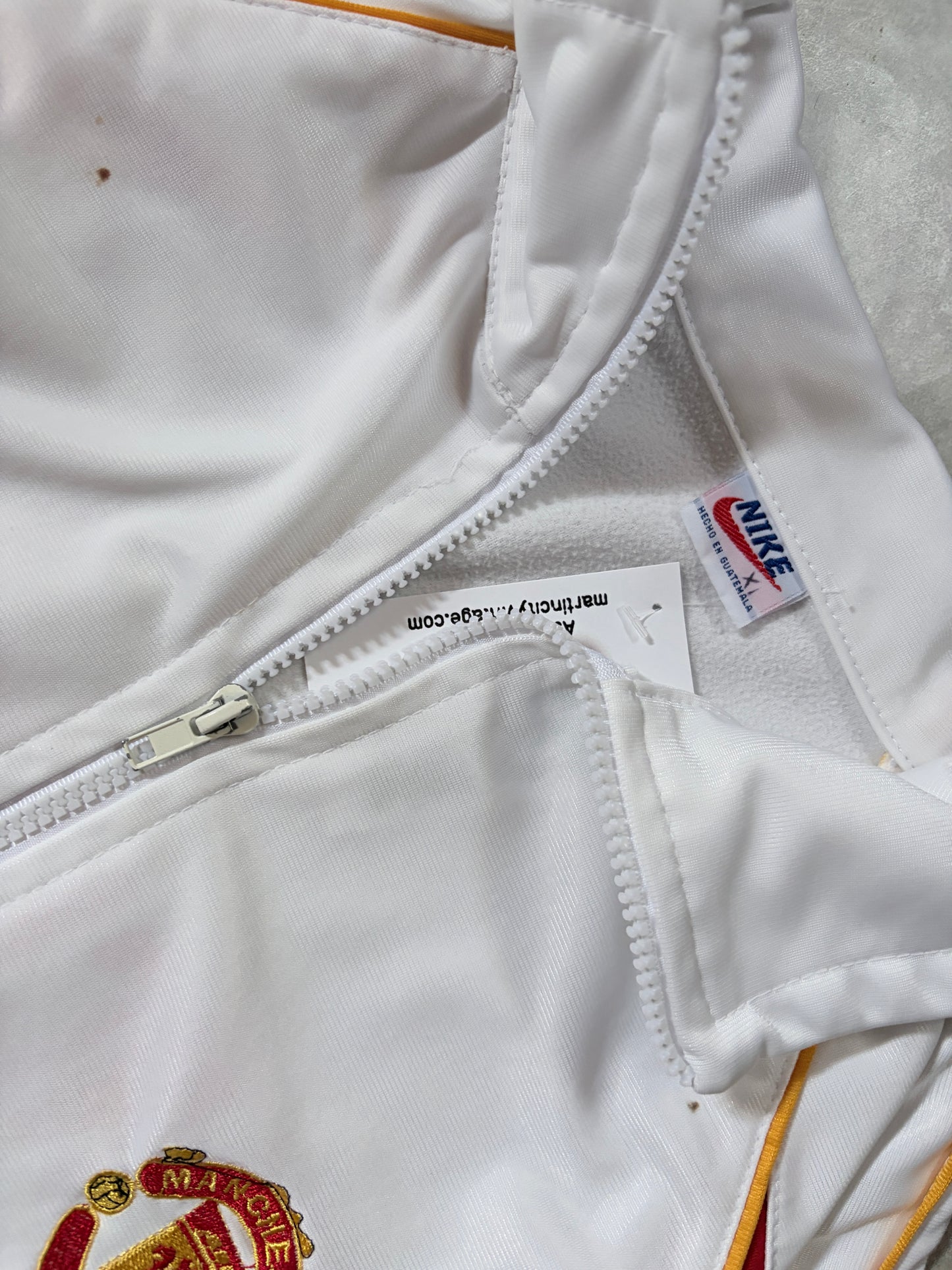 90s Vintage Manchester United Nike Bootleg White Track Jacket -XL