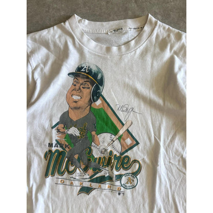 90s Vintage Oakland A’s Mark McGwire Caricature Salem T Shirt Size L - | Martin City Vintage