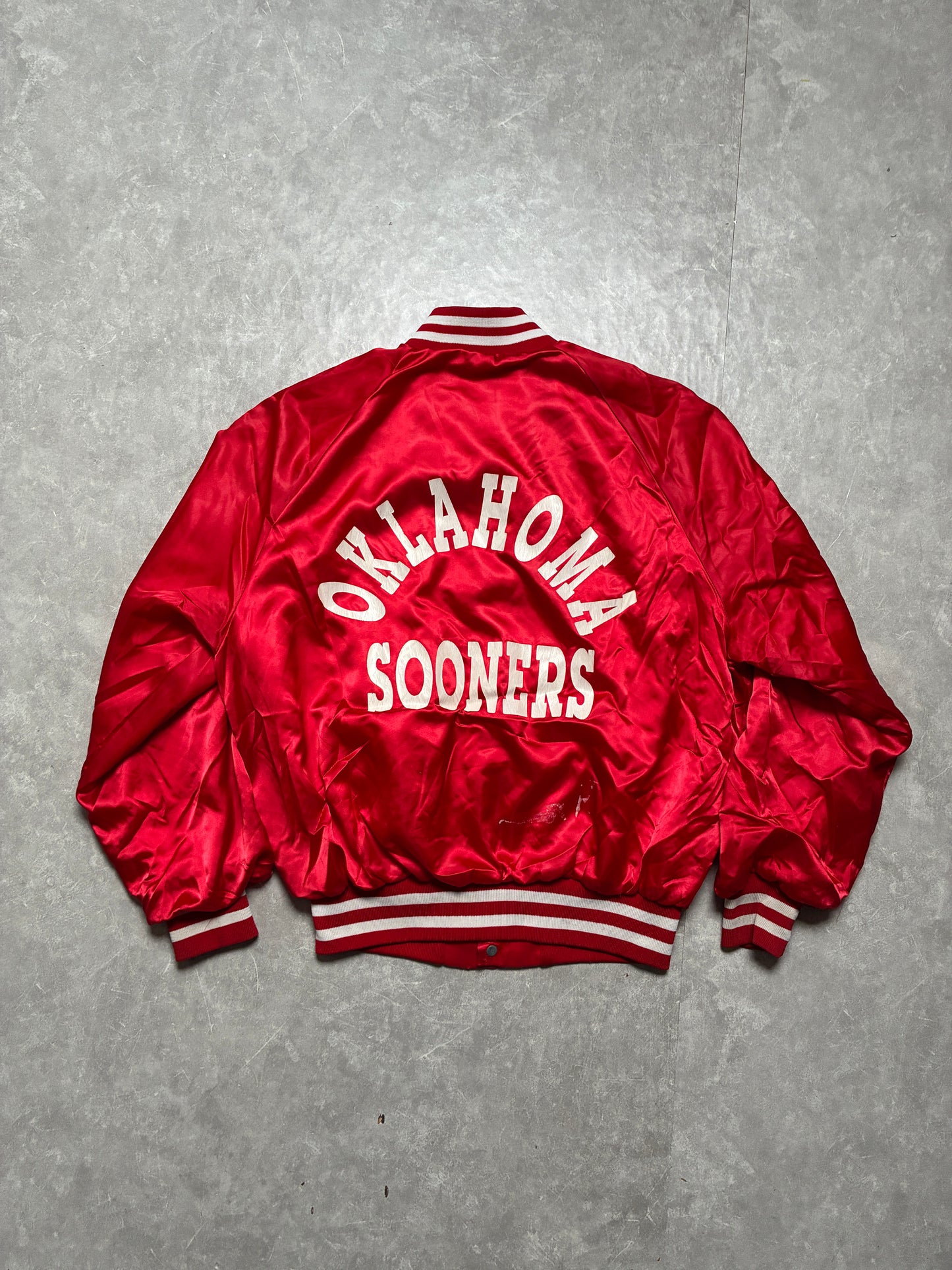 90s Vintage Oklahoma Sooners Red Satin Jacket -M