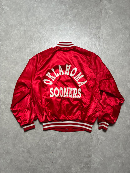 90s Vintage Oklahoma Sooners Red Satin Jacket -M