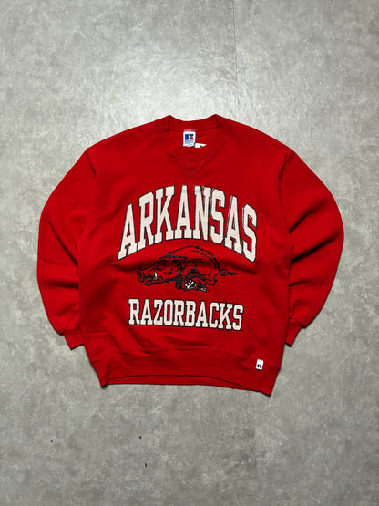 90s Vintage Arkansas Razorbacks Russell Red Crewneck -L