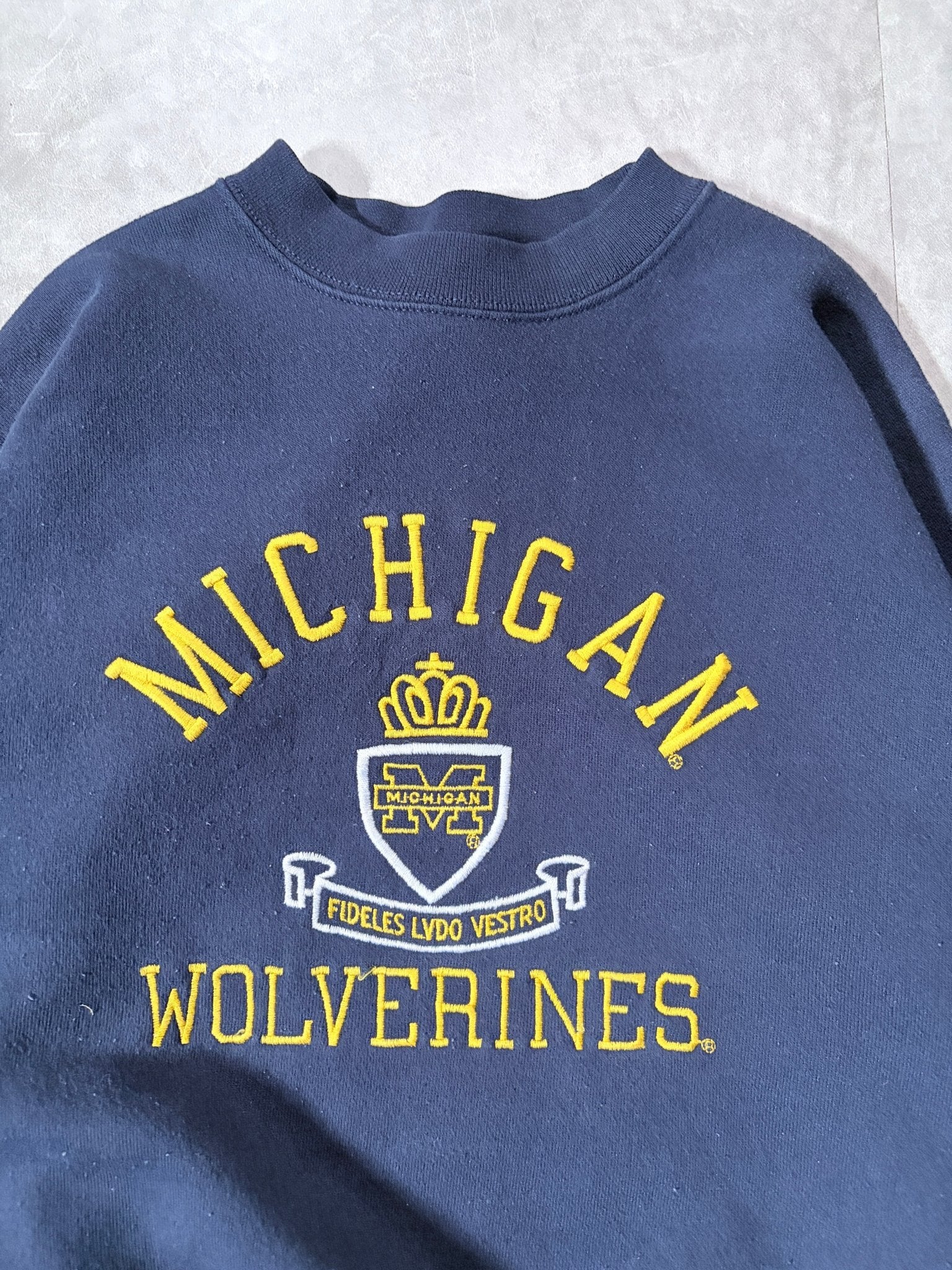 90s Vintage Michigan Wolverines Embroidered Navy Crewneck -XL - XL | Martin City Vintage