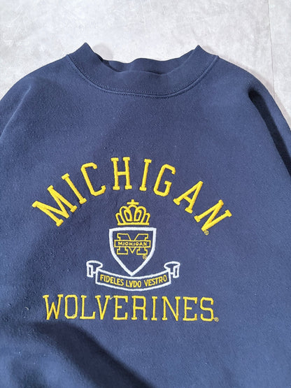 90s Vintage Michigan Wolverines Embroidered Navy Crewneck -XL - XL | Martin City Vintage