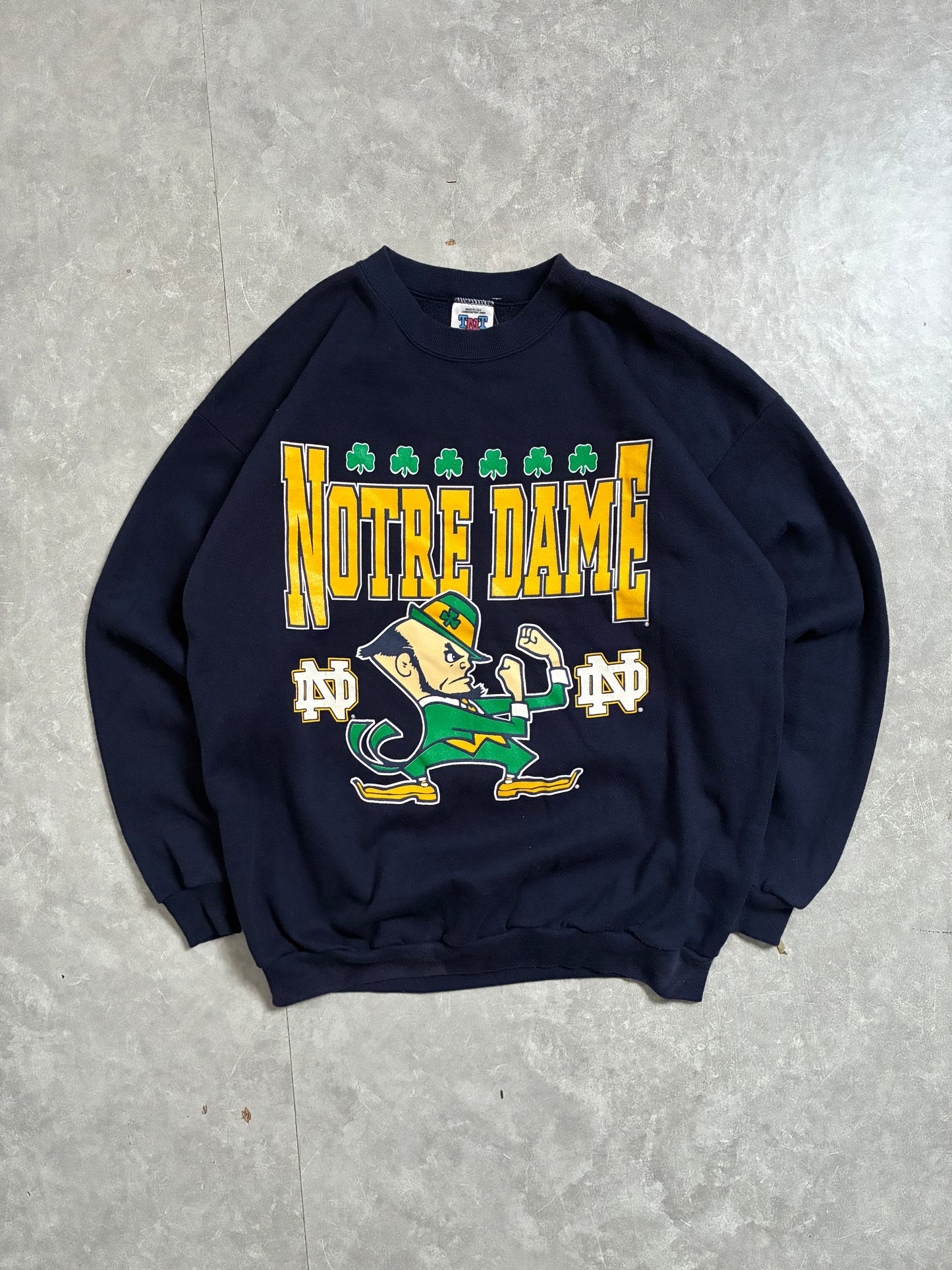 90s Vintage Notre Dame Big Print Navy Crewneck -XXL