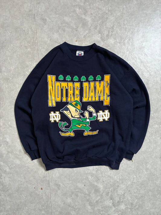 90s Vintage Notre Dame Big Print Navy Crewneck -XXL - XXL | Martin City Vintage
